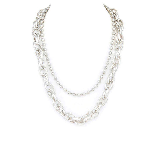 Artini Accessories - Mix Chain Layer Iconic Necklace: Rhodium