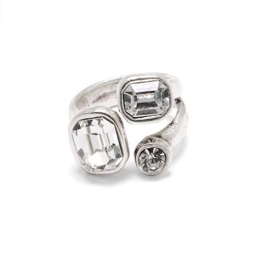 Chanour - Handmade Clear Crystal Brass Ring - 6985