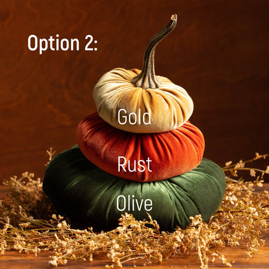 Your Heart's Content - Pumpkin Stacked Decor, Centerpiece Statement, Wedding Decor: Option 2: Gold Rust Olive