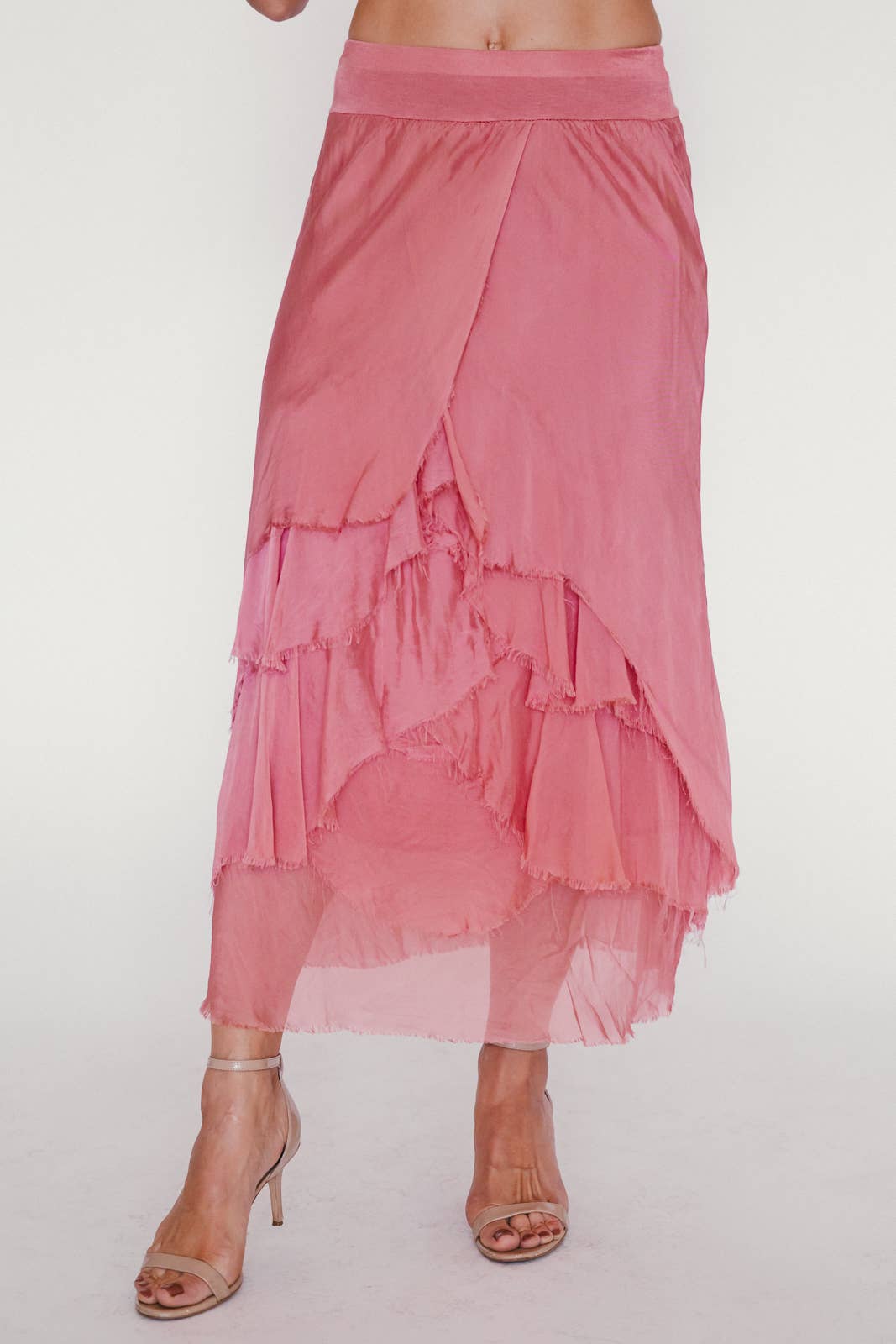 Dance in Paris - Silk Ruffly Front Skirt - Bias Cut for a Perfect Fit: Brown / One Size