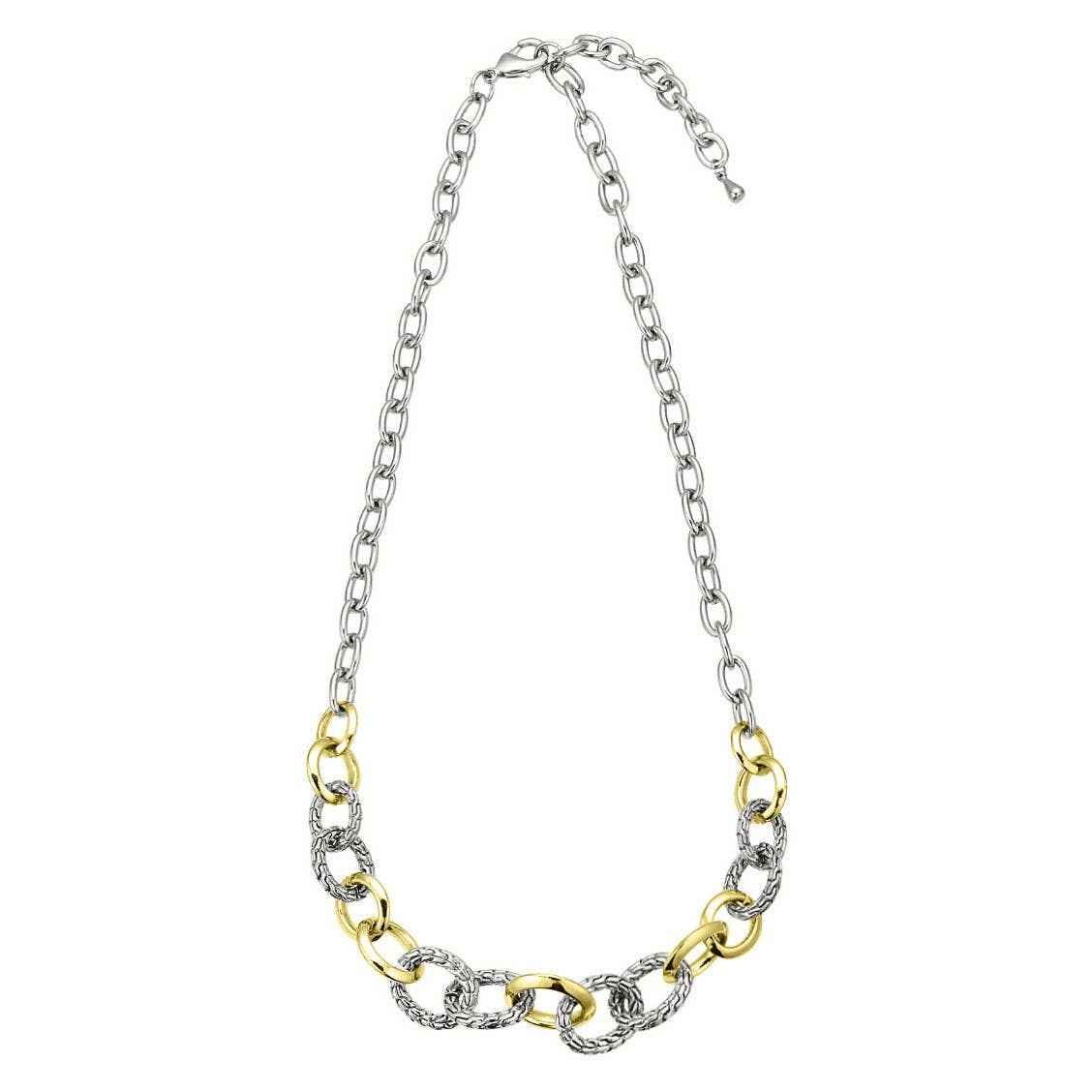 Laudic Co - 21 Inch Textured Circle Link Necklace