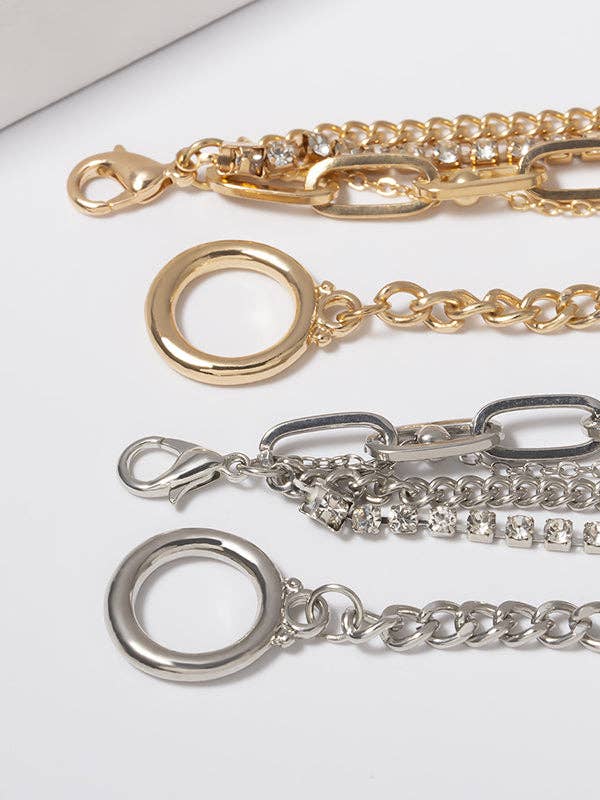 Elanora - Original Simple Rhinestone Chains Bracelet: GOLD / One_size