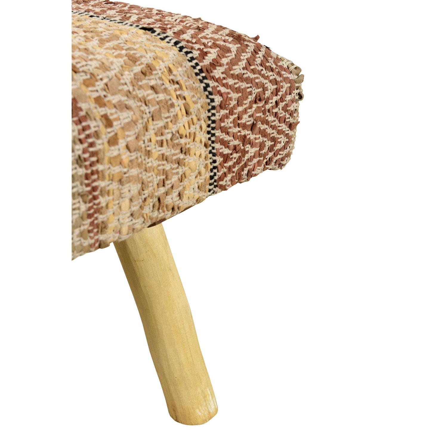 LR Home - Boho Brown/Black Chevron Striped Upholstery Accent Bench