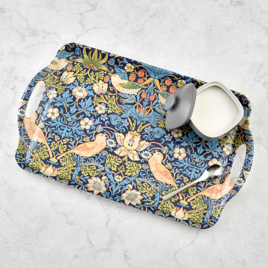 Portmeirion, Spode, Pimpernel, Nachtmann, Wrendale Designs - Strawberry Thief Blue by Morris & Co Lg Melamine Tray: Strawberry Thief Blue
