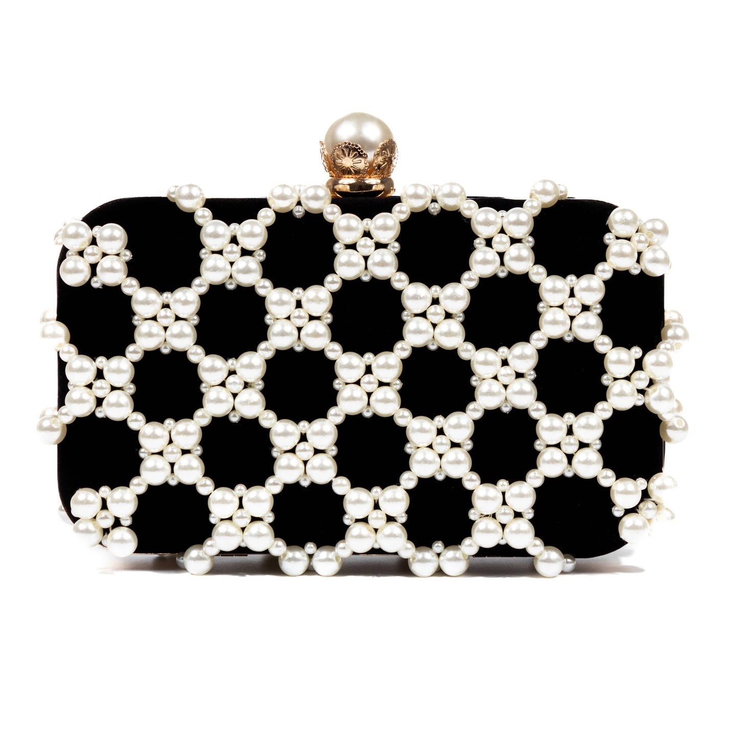 PEACH ACCESSORIES - OC4416 Pearls embellished clutch bag in Black