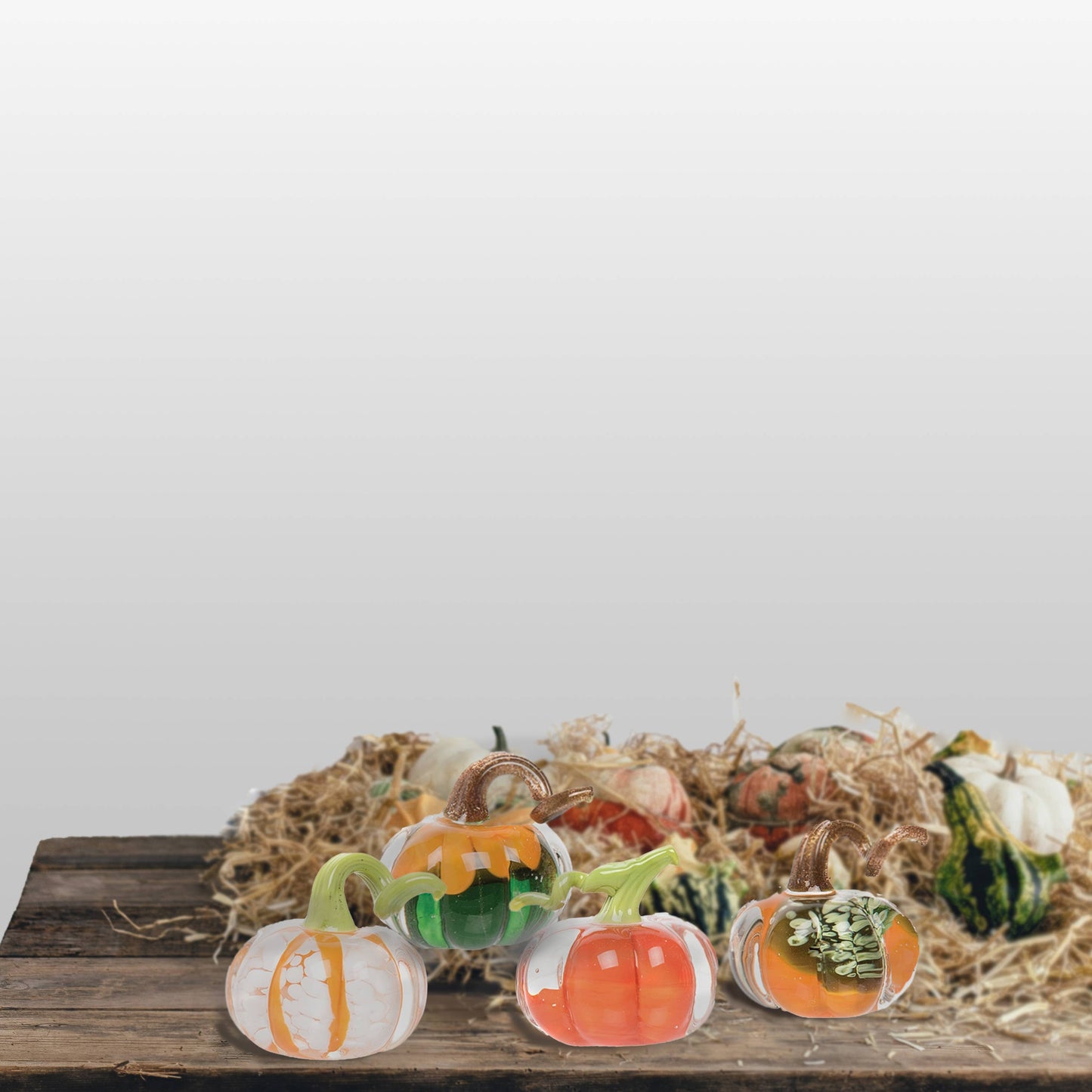 C&F Home - Fall/Harvest Mini Art Glass Pumpkin Figurine Set 4