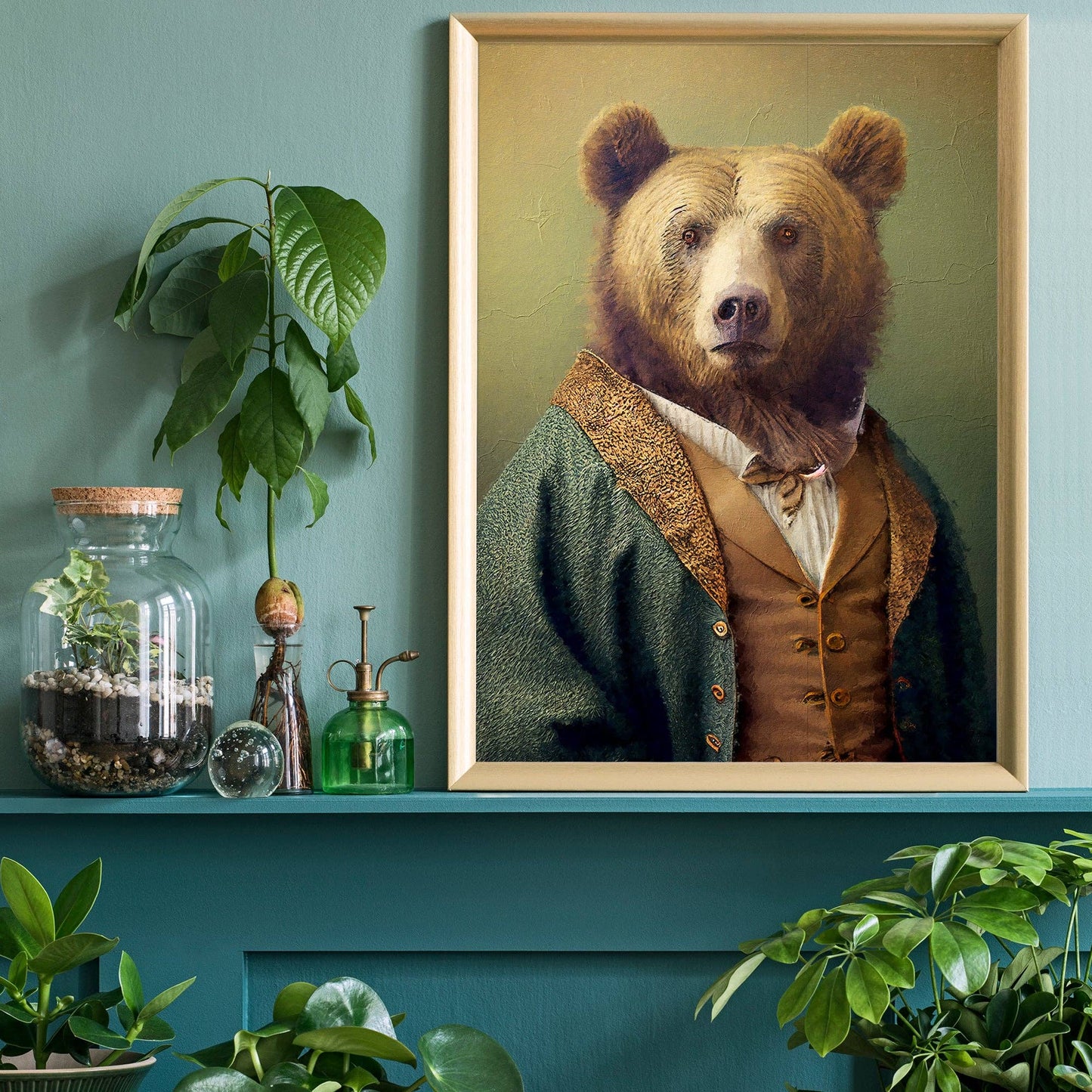 Ink & Drop - Brown Bear Animal Head Print: 11 ¾ x 15 ¾ in | 30x40 cm / Matte