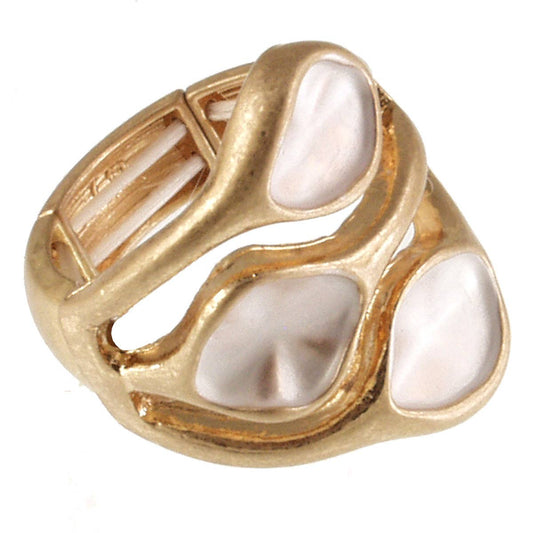 Origin Jewelry - Stretch Ring - Satori Coral, Slvr/Gray, Gold/Wht, Gold/Brwn: Gold White