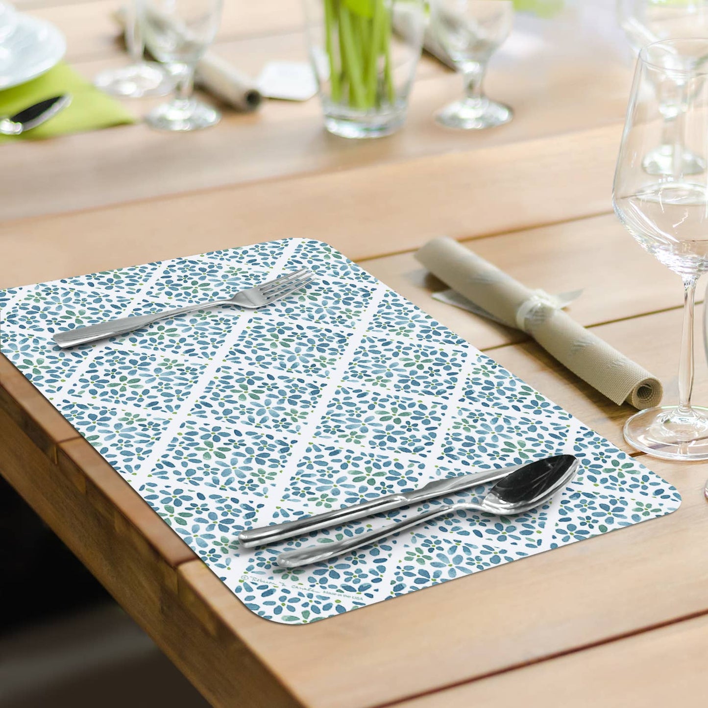 CounterArt/Highland Home/Thirstystone - Mason Jars & Florals Reversible Flexible Plastic Placemat