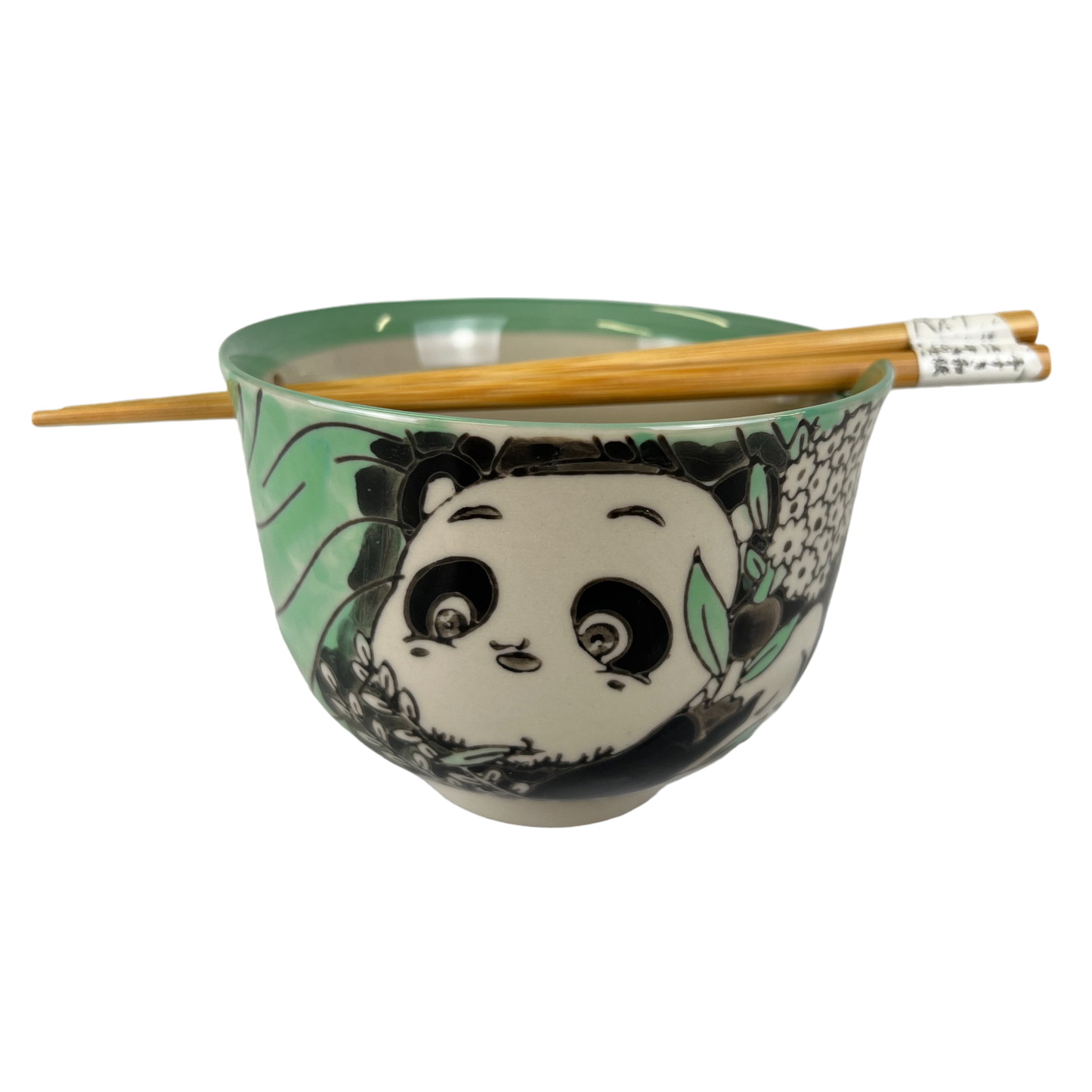 Urban Tokyo - 18oz 5"D Donburi Bowl With Chopsticks Set Playful Panda Design (4/16)