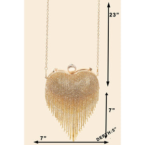 Anarchy Street - Rhinestone Fringe Heart Bag: S