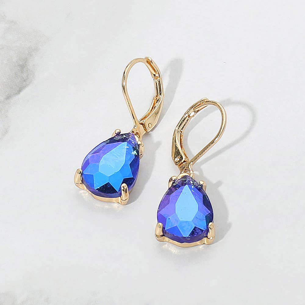 Sensibling Corp. - Teardrop Glass Stone Drop Dangle Earrings: AB,White