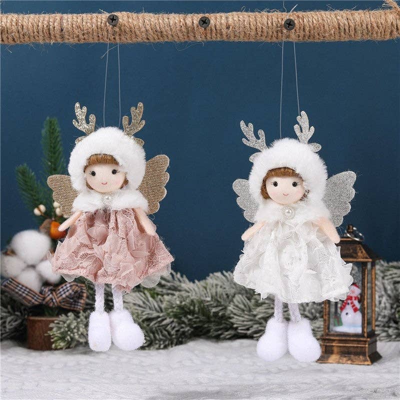 Ekartini - Christmas Plush Angel Girl Ornament: PINK