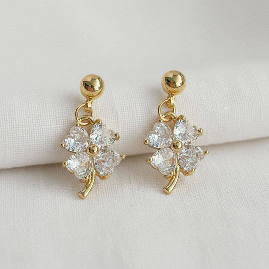 Ellemadera - Charming Four-Leaf Clover Gemstone Earrings