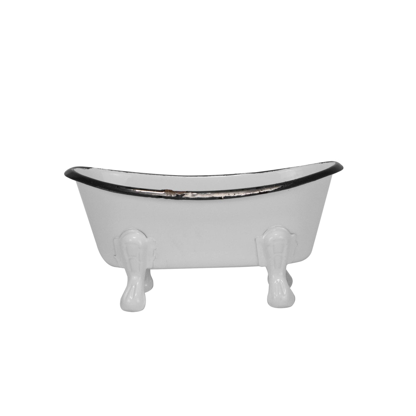 Foreside Home & Garden - Black Distressed Rim White Enamel Bathtub Soap Dish