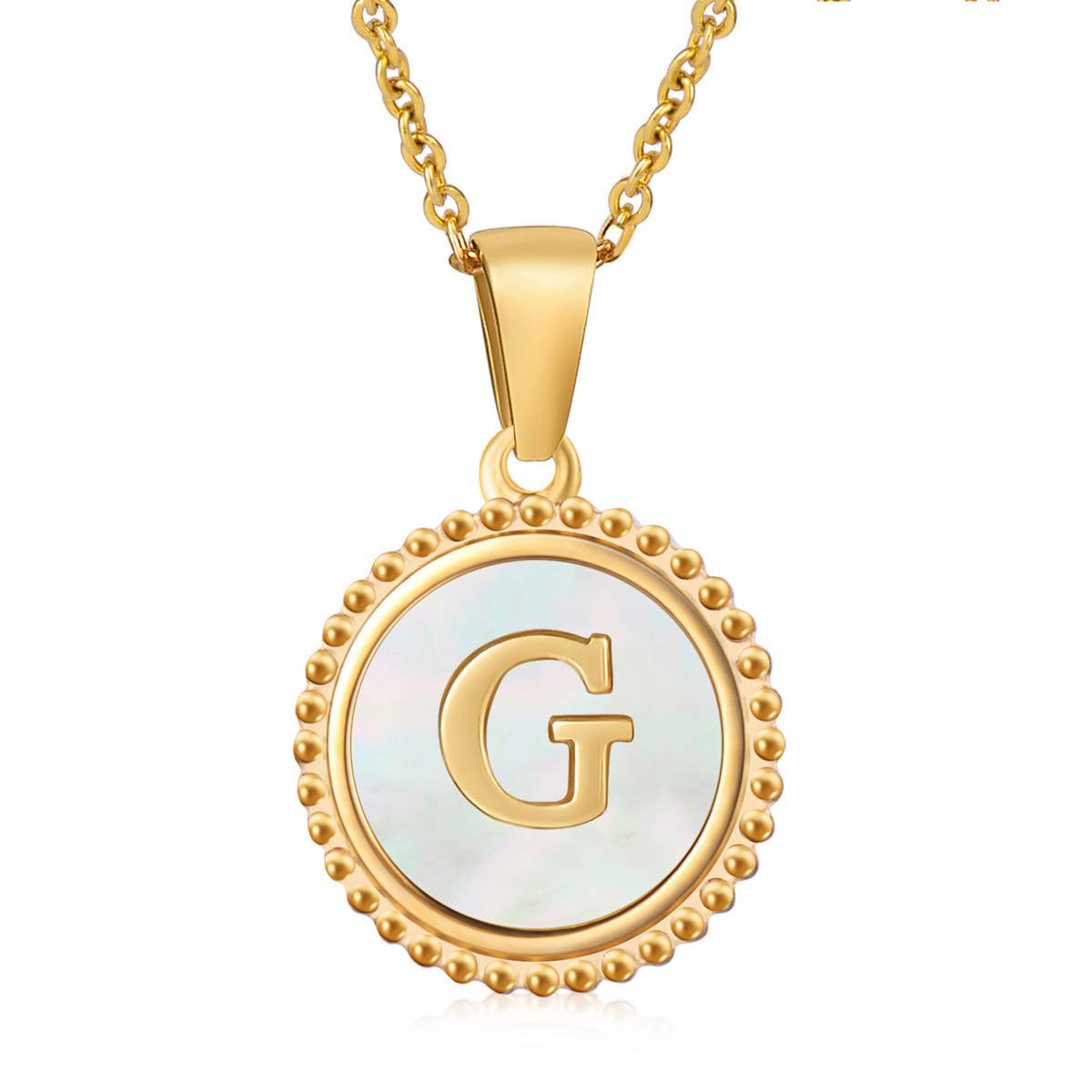 ACCITY - 18K GOLD STAINLESS STEEL SHELL LETTER NECKLACE_CWAJE0686: TYPE19 / (OS) 2