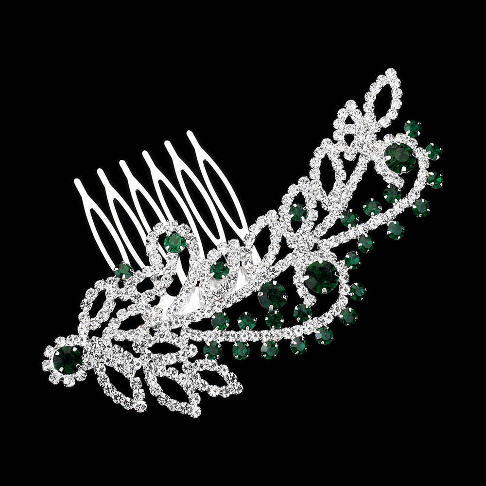 Sensibling Corp. - Round Stone Cluster Embellished Rhinestone Paved Hair Comb: AB,Gold