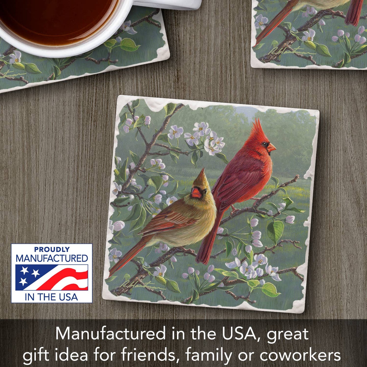 CounterArt/Highland Home/Thirstystone - Cardinals #1 Single Absorbent Stone Tumbled Tile Coaster