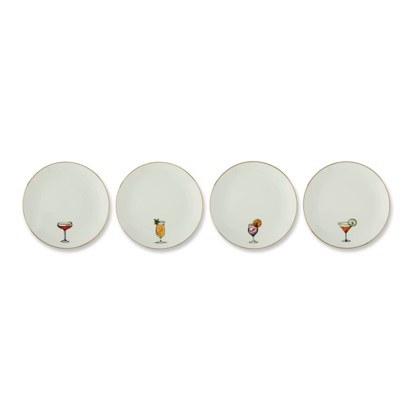 Core Home - 4pk 6" Gold Rim Plates - Fruit Cocktails