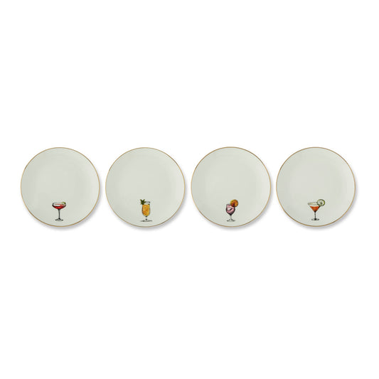 Core Home - 4pk 6" Gold Rim Plates - Fruit Cocktails