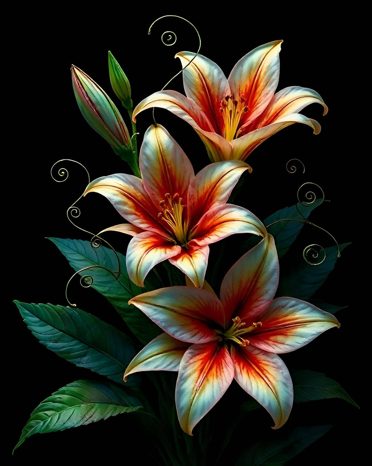 Wicked Cool Unicorn - Gothic Floral 5 x 7 Greeting Cards: 002