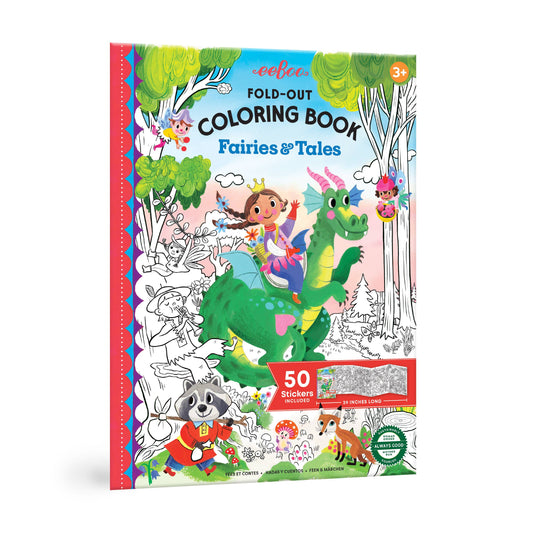 eeBoo - Fairies and Tales Fold-Out Coloring Book with Stickers