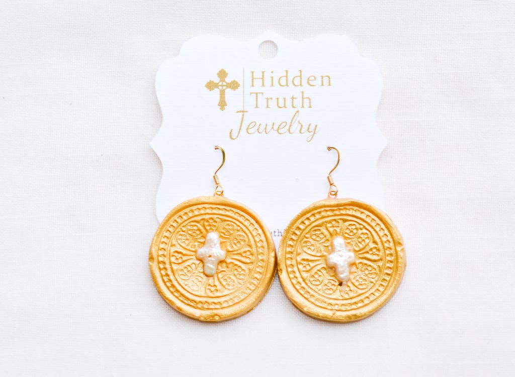Hidden Truth Jewelry - Pearl Insert with Truth Cross Dangles