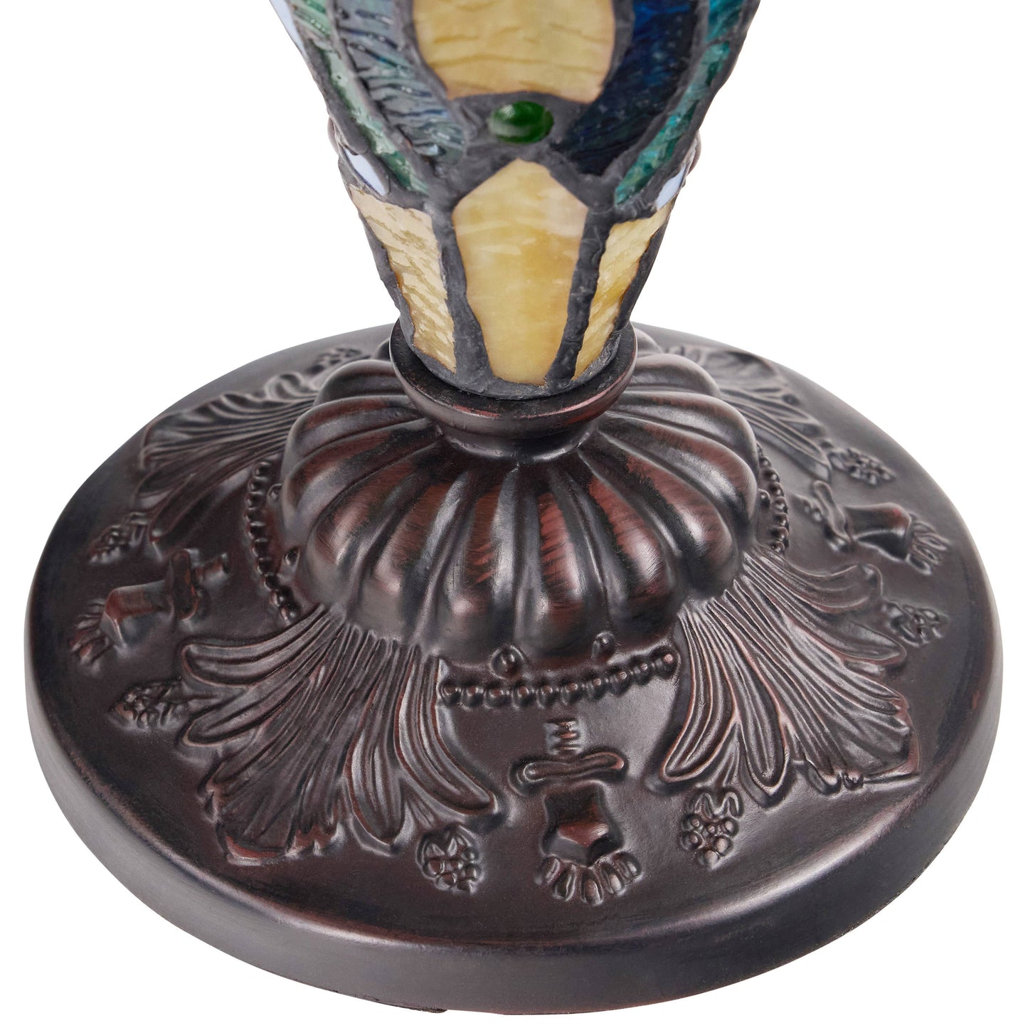 River of Goods - 24"H Double Lit Amber Tiffany Style Stained Glass Table Lamp