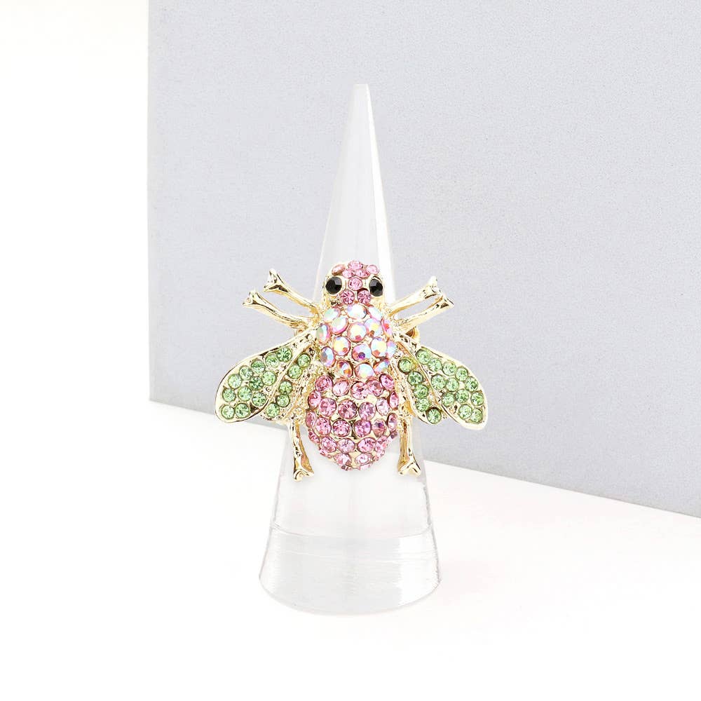 Sensibling Corp. - Crystal Honey Bee Stretch Ring: AB,Clear