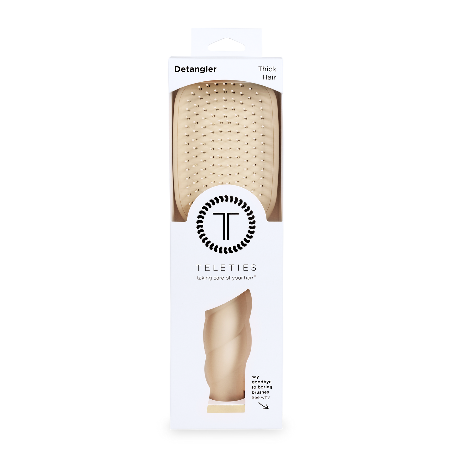 TELETIES - Detangler Hair Brush for Thick Hair - Tan