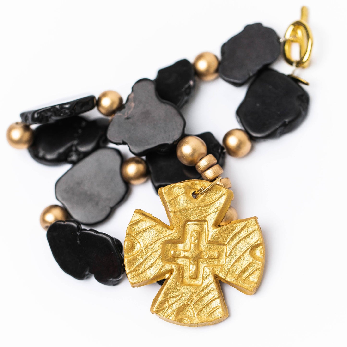 Hidden Truth Jewelry - Black JadeNuggets with Cari Cross Necklace