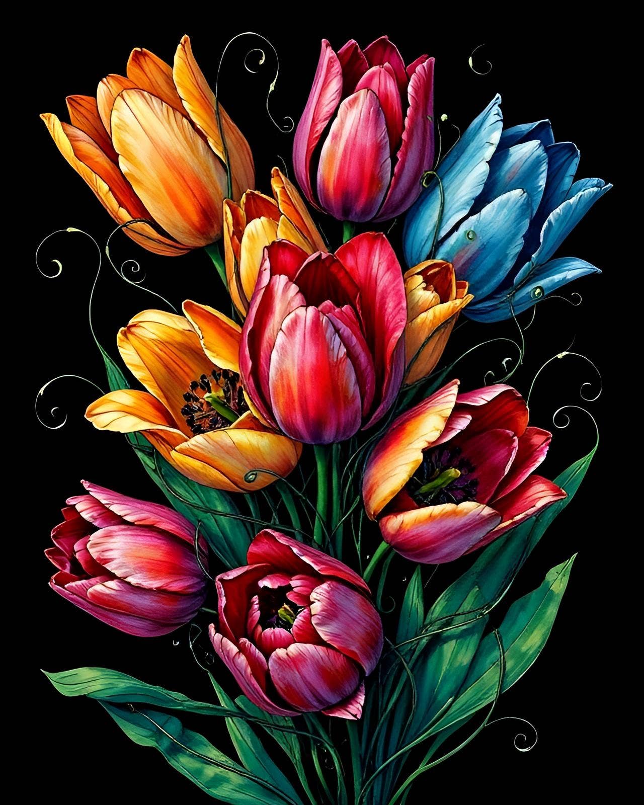 Wicked Cool Unicorn - Gothic Floral 5 x 7 Greeting Cards: 002