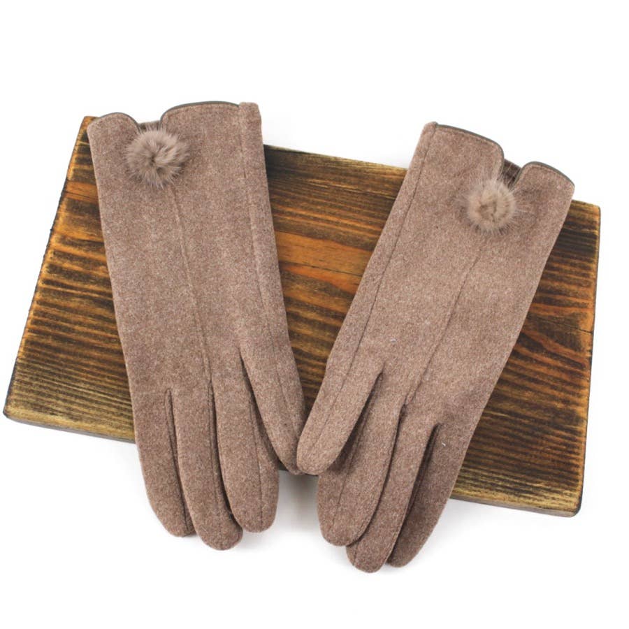 Pretty Persuasions - A20028 Gloves with Mini Pom Pom: 01 Taupe
