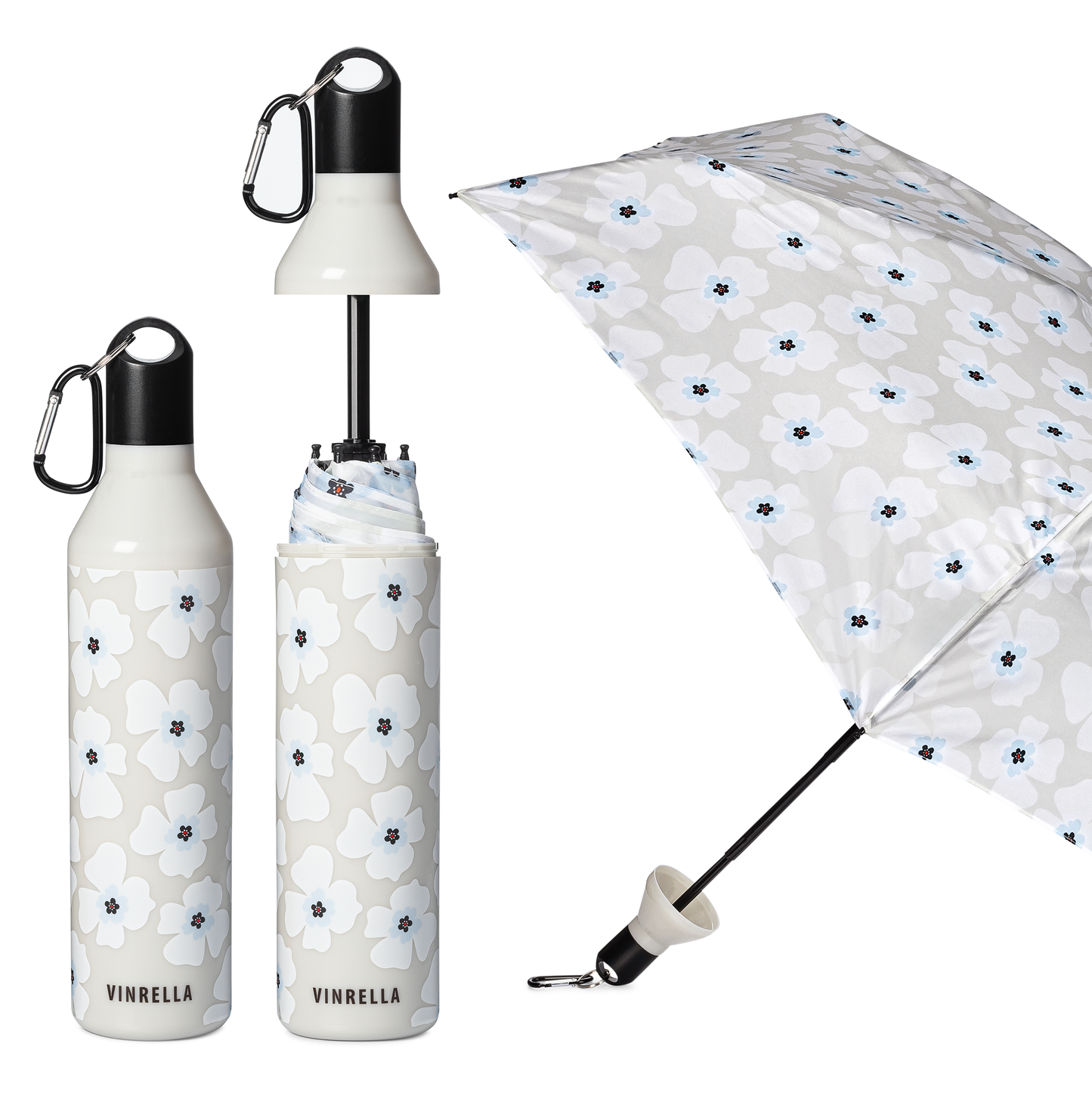 Vinrella - Nikki on Gray Water Bottle Umbrella