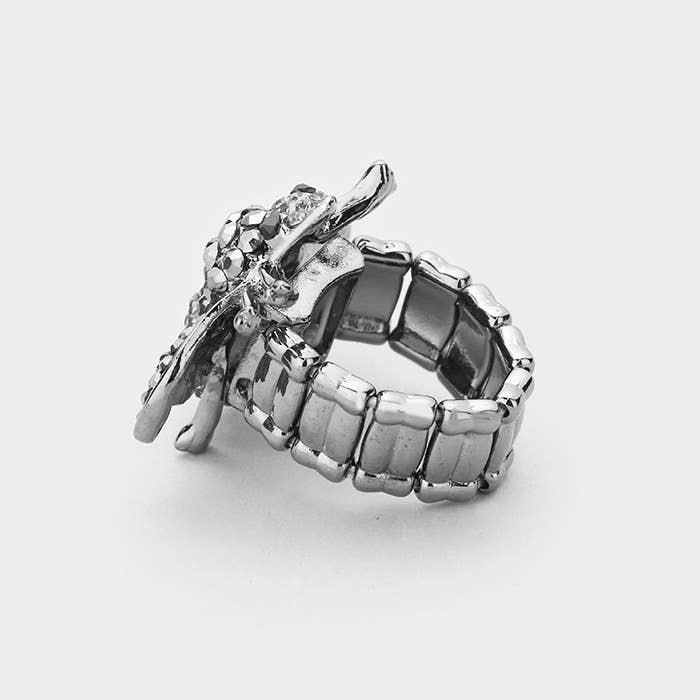 Sensibling Corp. - Crystal Honey Bee Stretch Ring: Aqua