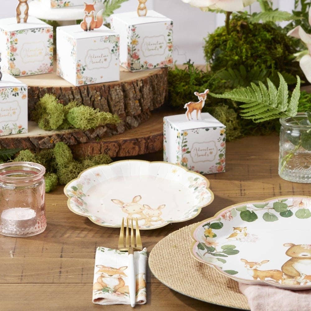 Kate Aspen - Woodland Baby 7 in. Premium Paper Plates - Pink (Set of 16)