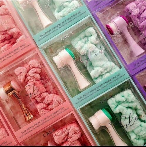 Best Beauty Group - CALA Goal to Glow Dual Action Facial Brush & Headband Set: Mint