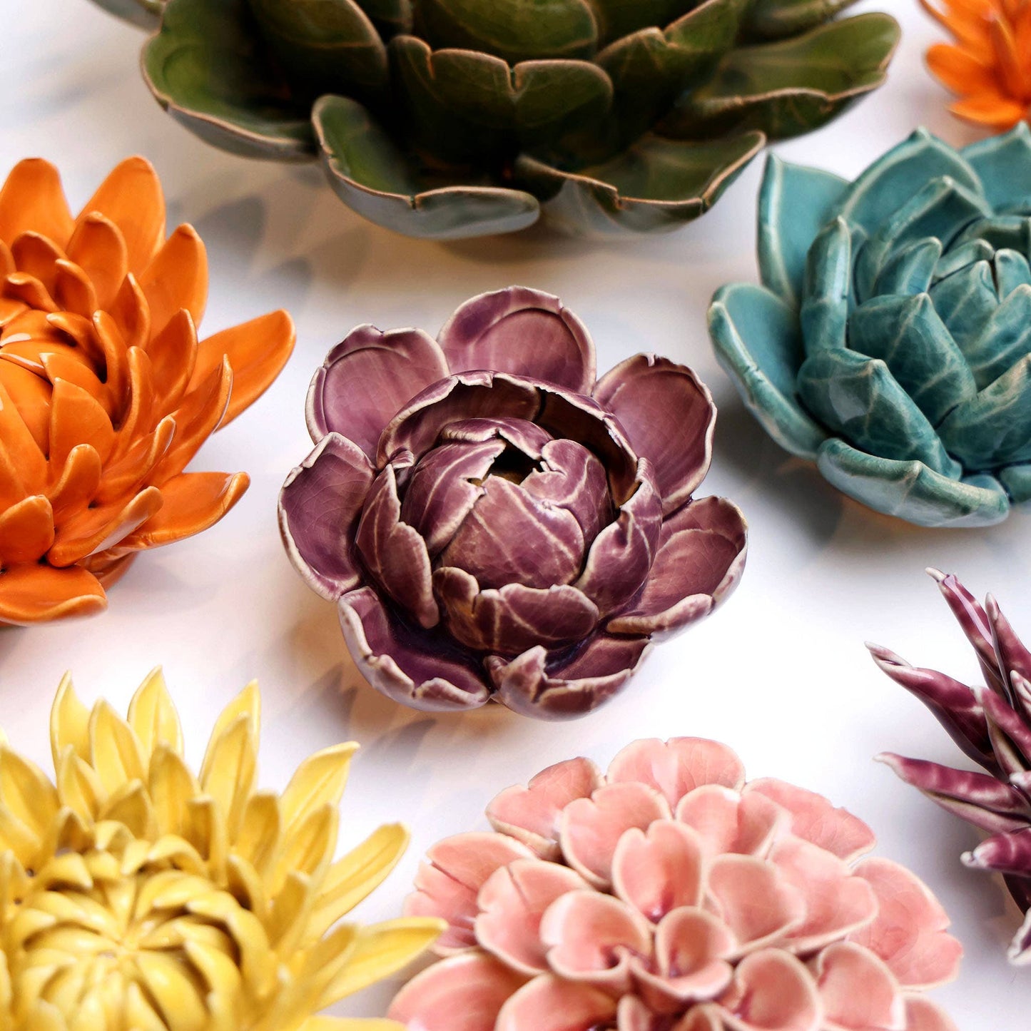 Chive - Coral 11 - Ceramic Faux Flowers: Flower Purple