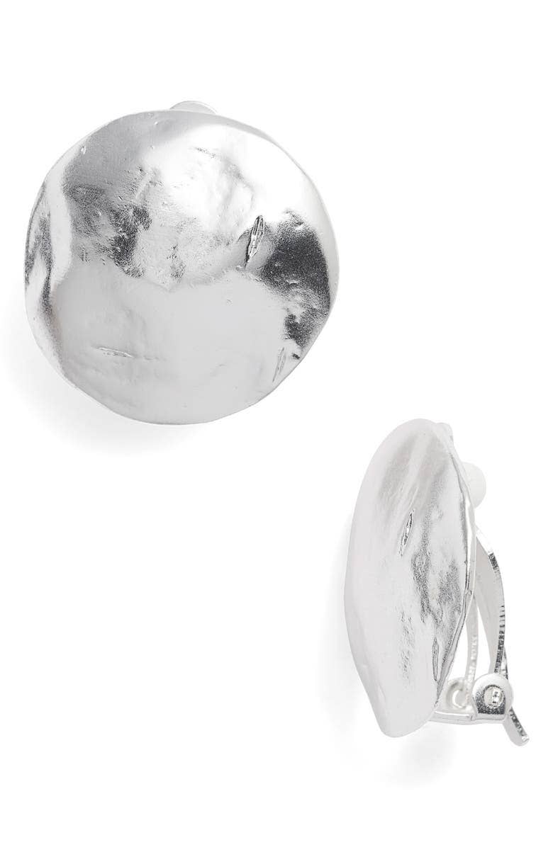 KARINE SULTAN - Shell Disc Clip On Earrings - Gold/Silver - Timeless: Gold