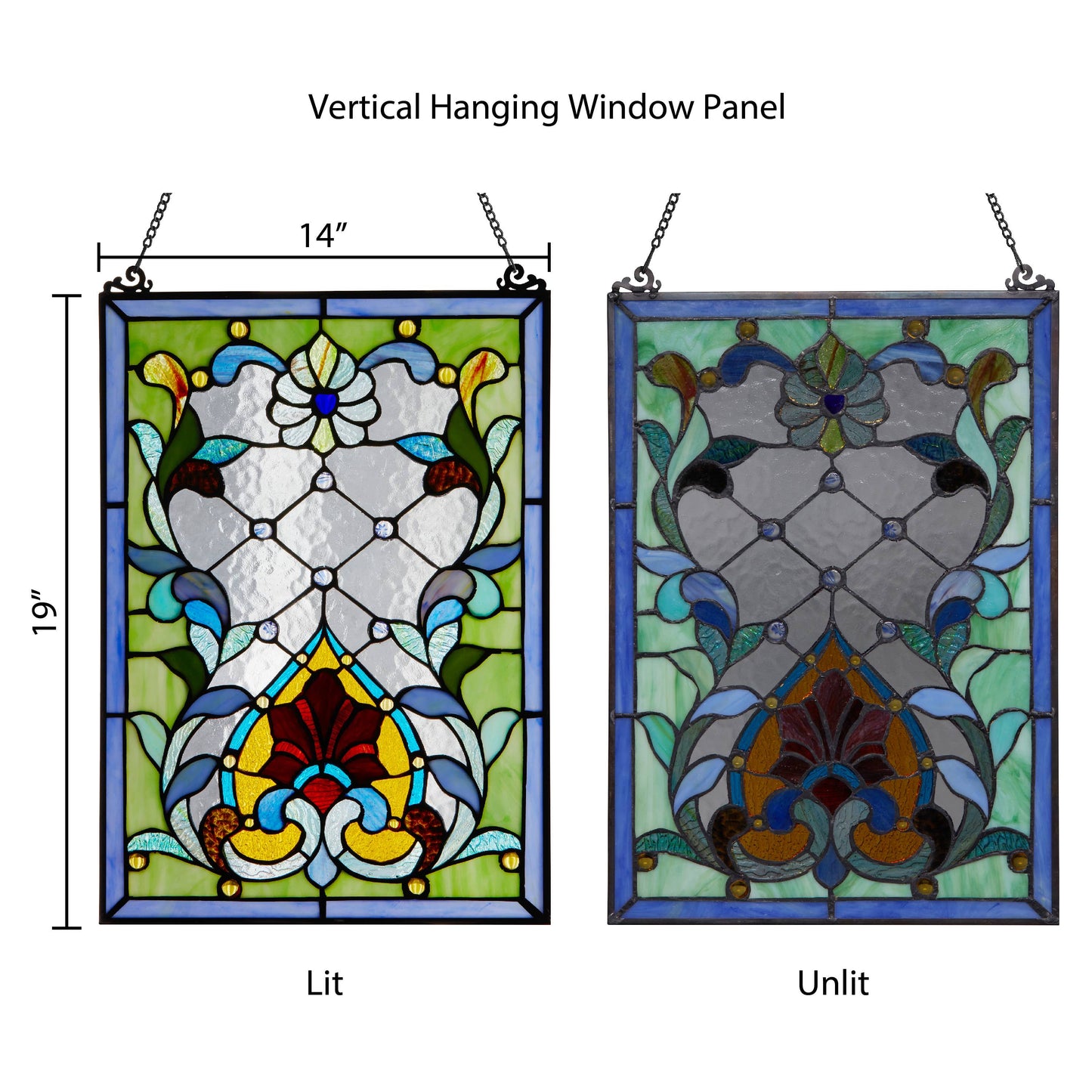 River of Goods - 19"H Alice Flower and Vine Stained Glass Window Panel