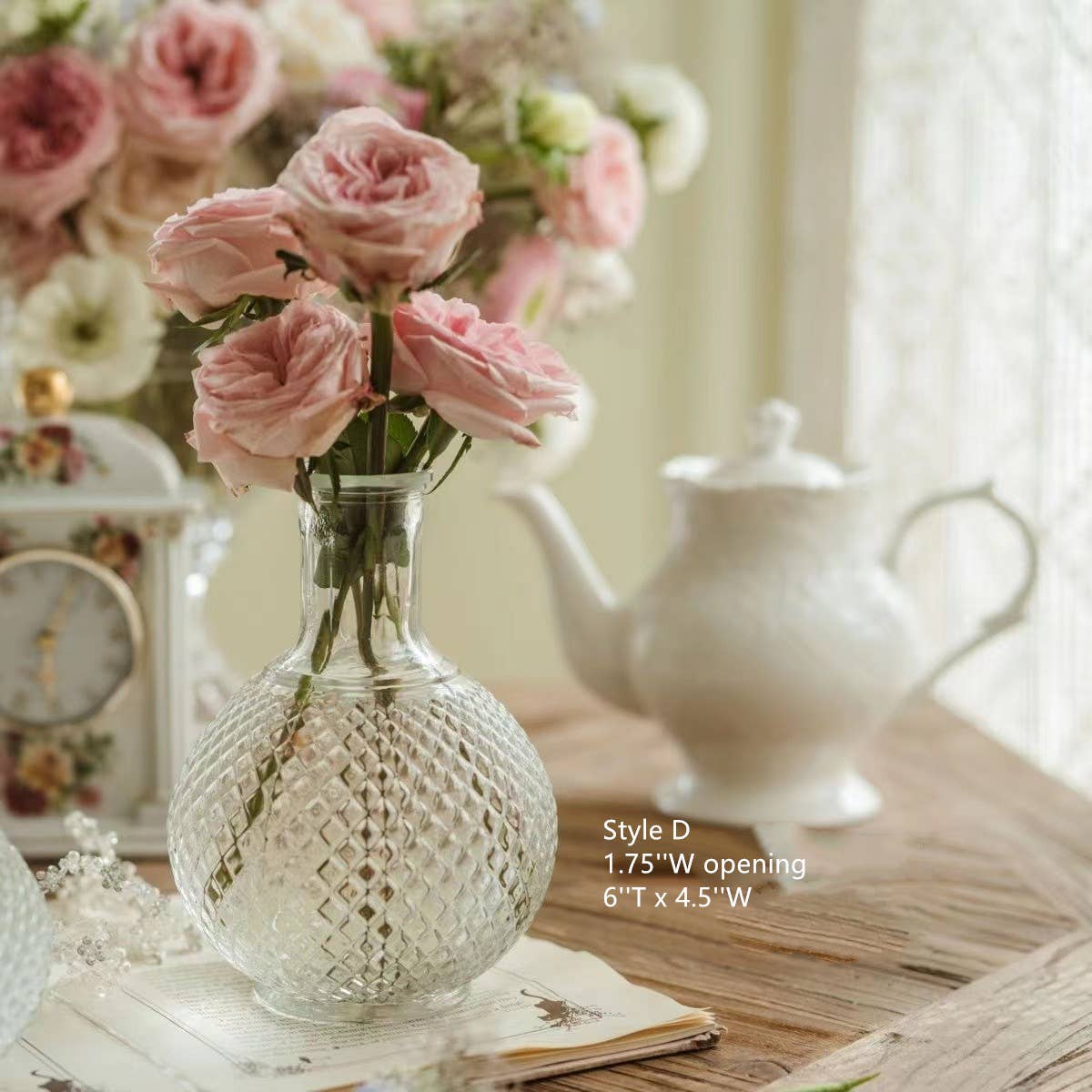 Sweet Home Deco - Rustic Spring Flower Glass Vase, Jumbo Size Vase, Table Vase: Style D