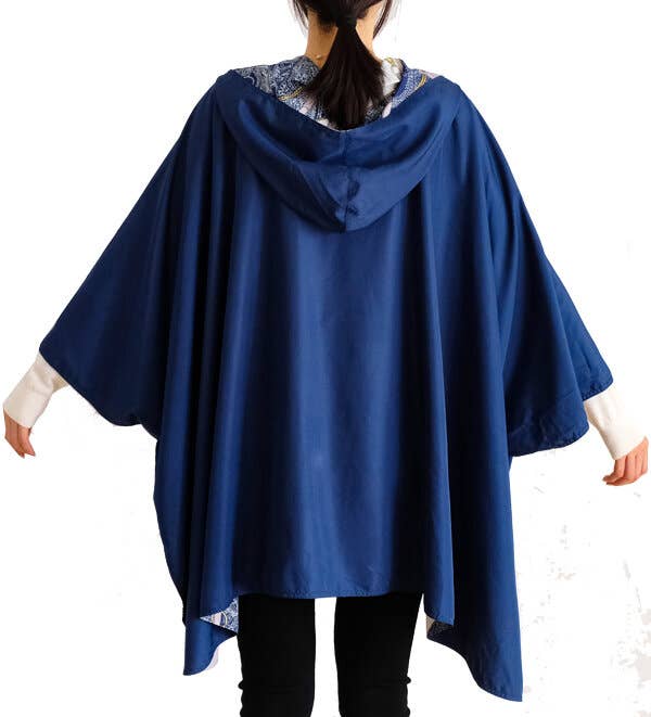 Winding River - Rain Navy Reversible Rain Cape - Buckles Collection