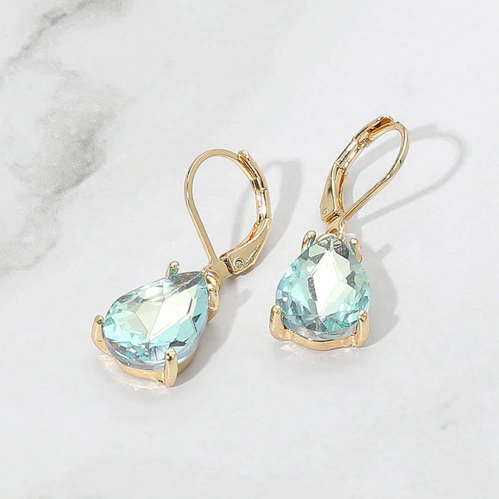 Sensibling Corp. - Teardrop Glass Stone Drop Dangle Earrings: AB,Aqua