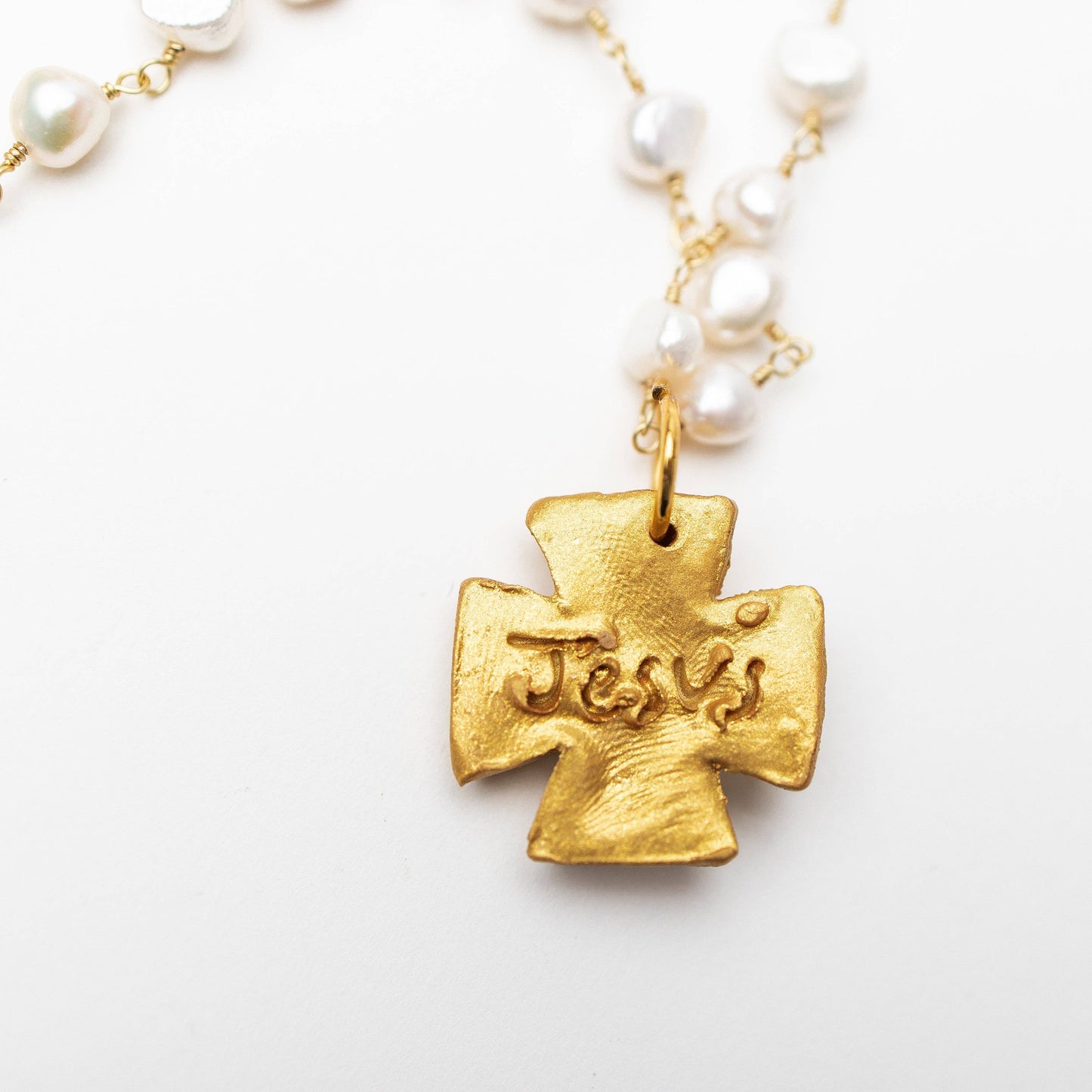 Hidden Truth Jewelry - Fresh Water Pearl Chain with Anna Pearl Cross