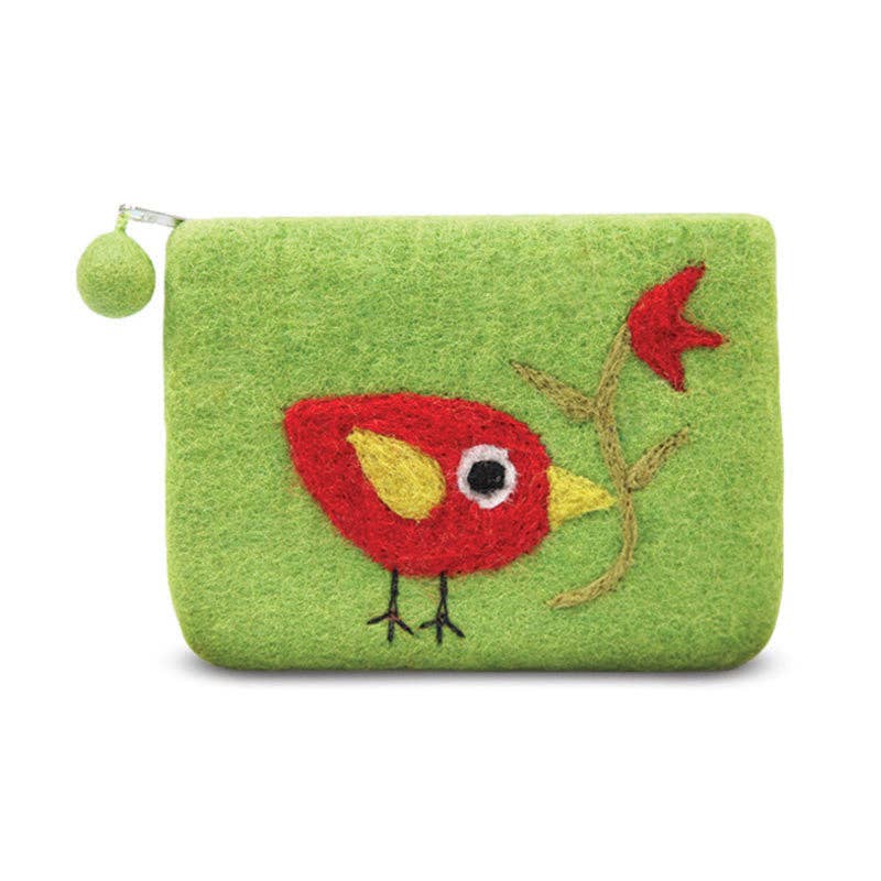 BNB Crafts Inc. - Single Bird with Flower Coin Purse: Red