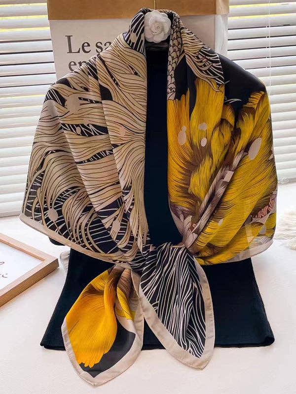 UZ Wholesale Store - Floral Printed Scarf Headband: YELLOW / One_size