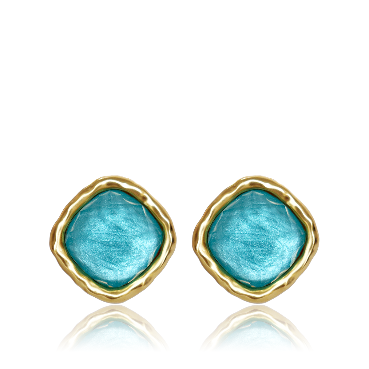 KARINE SULTAN - Bezel Gem Stud Earrings - 24K gold Plated: Emerald Green