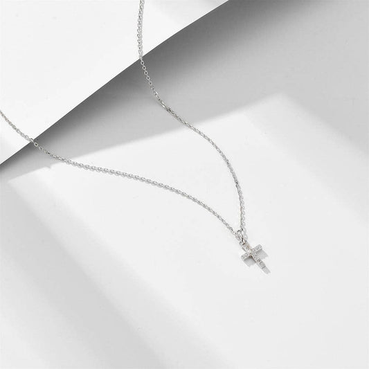 Perimade & Co. LLC - Dainty Cross Charm Pendant Necklace in 925 Sterling Silver: Silver