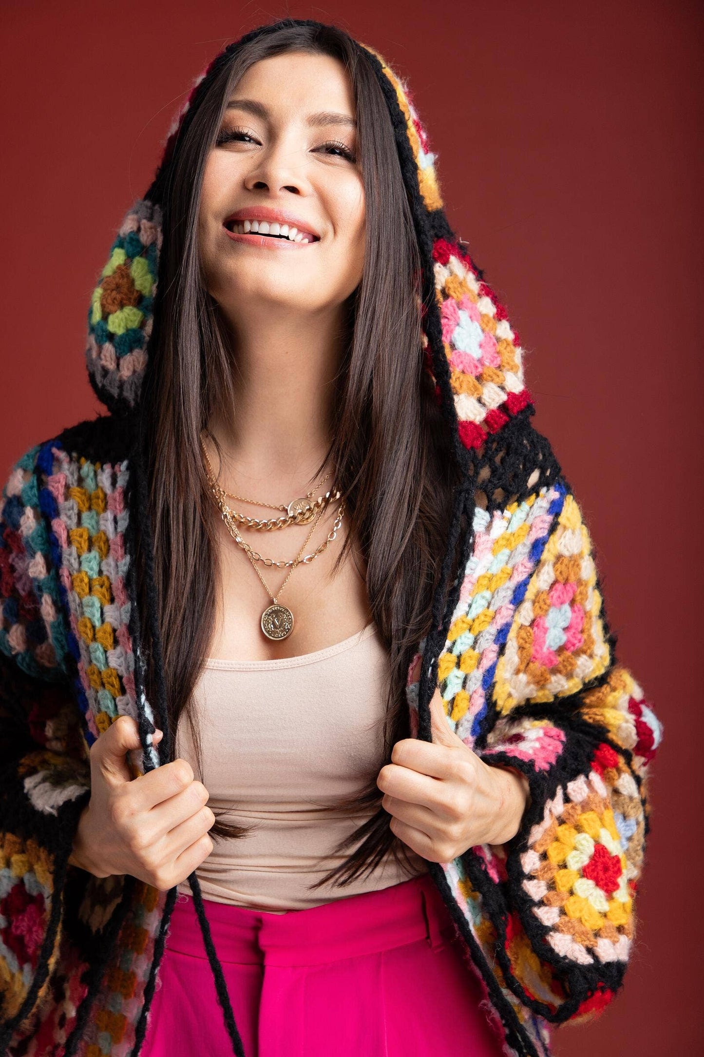 SAACHI - Hooded Granny Crochet Kimono: White