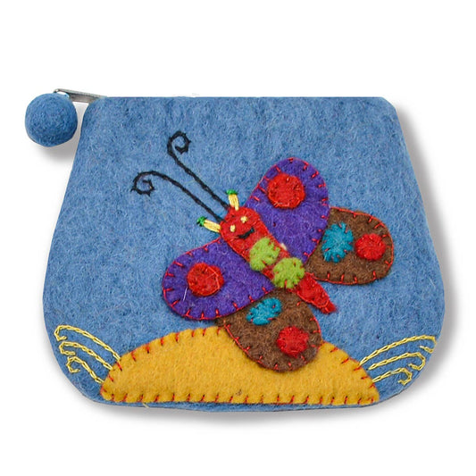 BNB Crafts Inc. - Felted Butterfly with Flower Coin Purse: Baby Blue